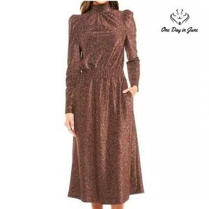 Large Ryegrass High Neck Long Sleeve Dress